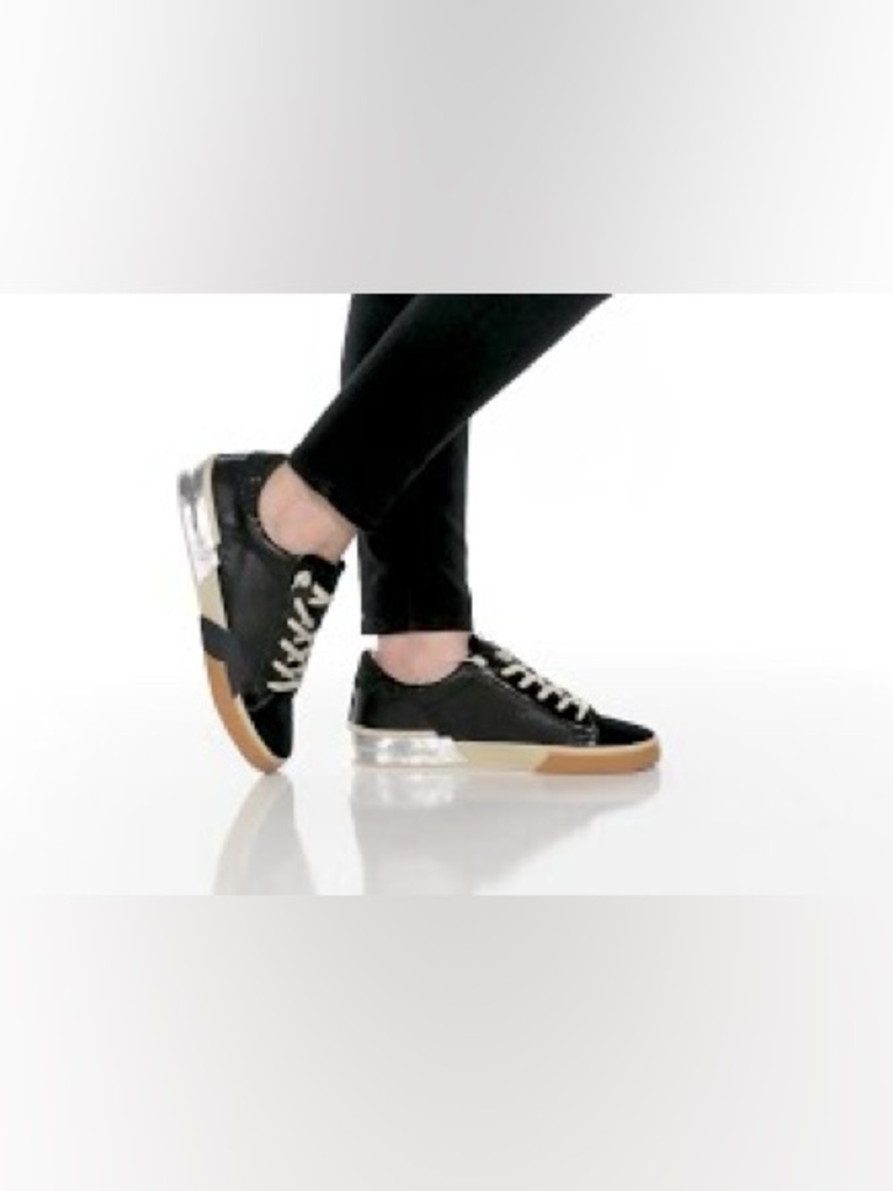 DV by Dolce Vita Black Faux Leather Low-Top Sneakers - Size 6.5